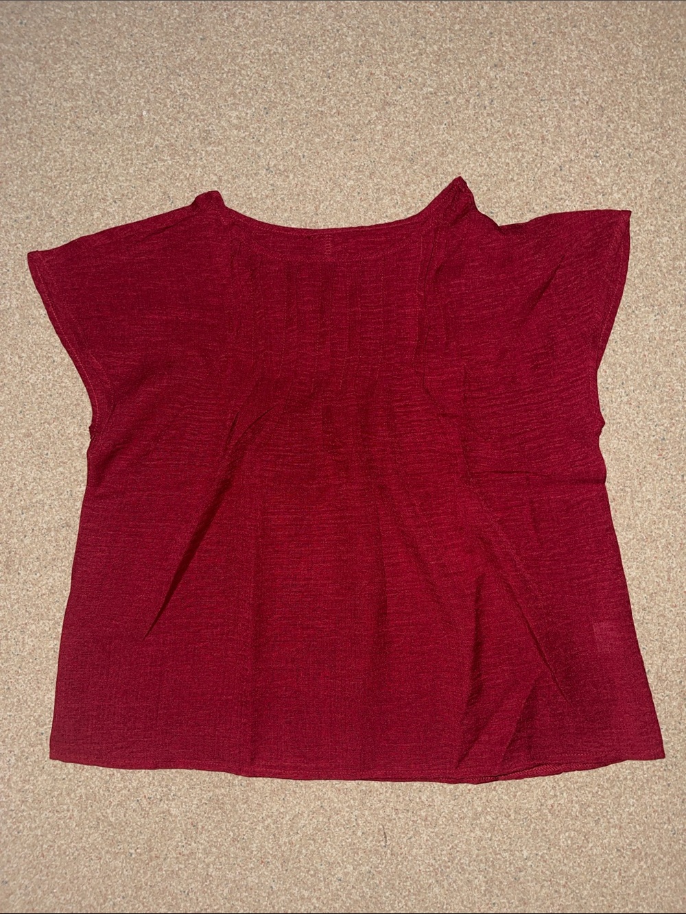 Women's Short Sleeve Scoop Neck Top - Wine Red